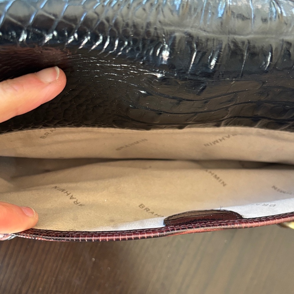 Brahmin Brown and Black Textured Leather Satchel - Picture 7 of 16